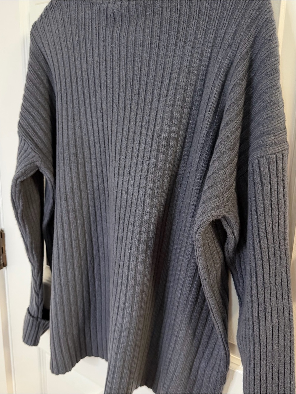 LOFT Ribbed Mock Neck Sweater - Charcoal M - Picture 6 of 8